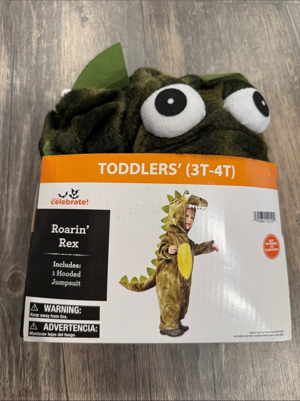 Dinosaur t-Rex costume Roarin' Rex Toddlers Green Dinosaur Hooded Jumpsuit 3T/4T
